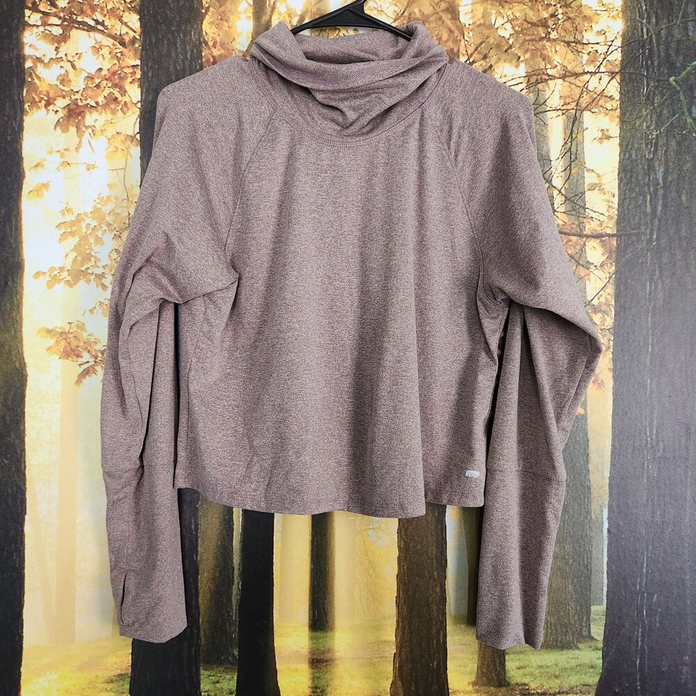Marika Shirt Women's M Mauve Cowl Neck Athletic Cropped Long Sleeve Comfort Warm